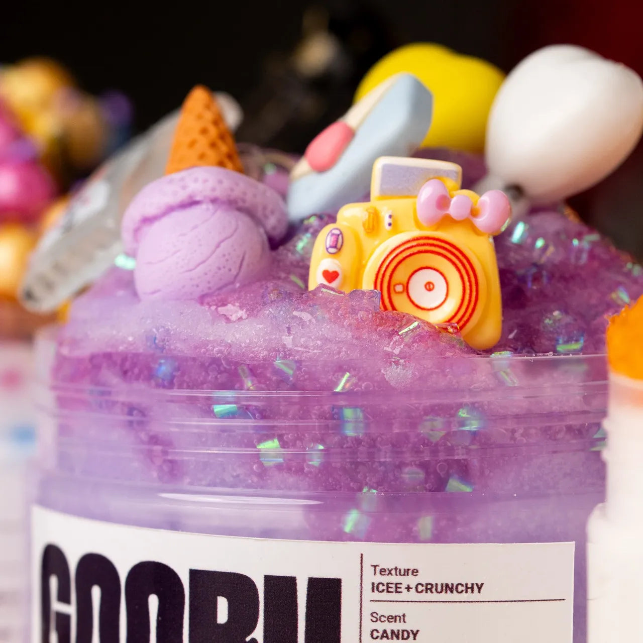 Eid Moments by Gooru Slime: icee and crunchy candy-scented slime with festive charms. Handmade in the UAE.
