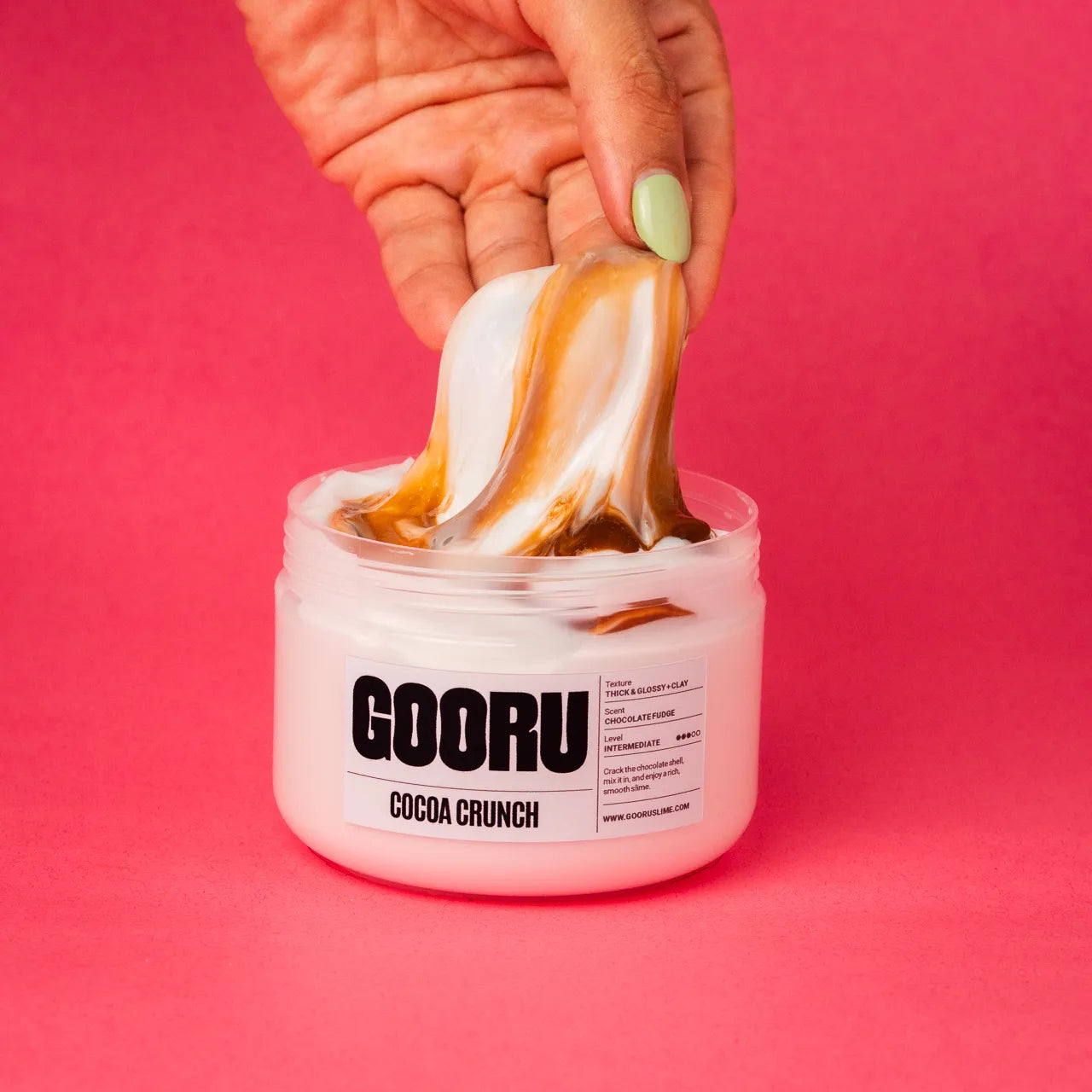 Cocoa Crunch by Gooru Slime: crackable chocolate-shell slime with a rich, glossy base. Handmade in the UAE.