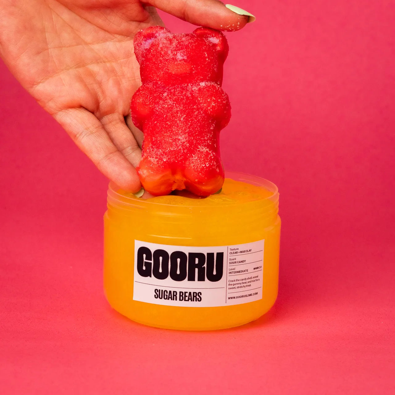 Sugar Bears by Gooru Slime: candy-inspired crackable slime with a hidden gummy bear inside. Handmade in the UAE.