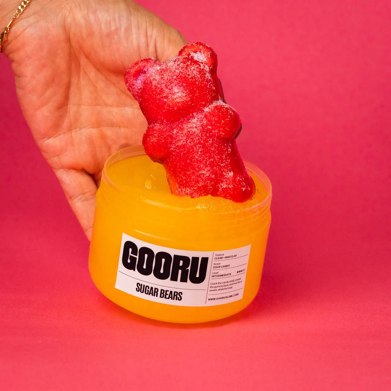 Sugar Bears by Gooru Slime: candy-inspired crackable slime with a hidden gummy bear inside. Handmade in the UAE.