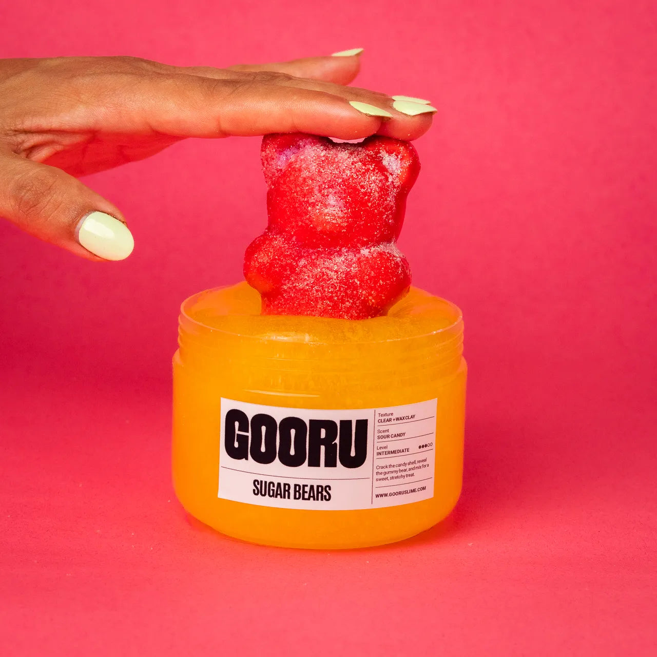 Sugar Bears by Gooru Slime: candy-inspired crackable slime with a hidden gummy bear inside. Handmade in the UAE.